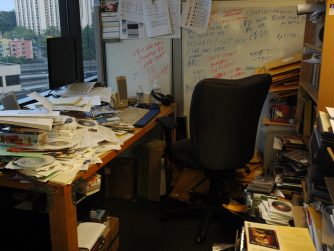 messy desk being reactionary